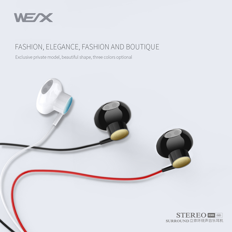 WEX 305 Tradiční sluchátka, drátěné sluchátka, Wired Headsphones, EAR Buds